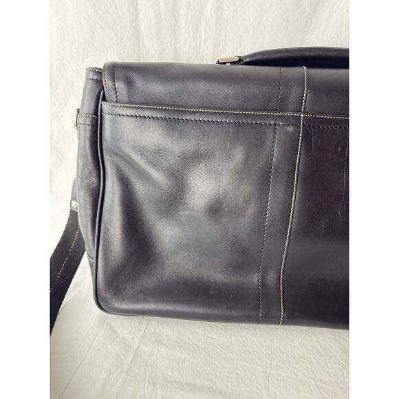Coach Transatlantic 70035 Black Leather Men’s Laptop Briefcase Messenger 16x11 - Picture 7 of 16